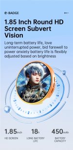 B1 Electronic Anime Badge 1.85" IPS Screen, Bluetooth Custom GIF Photo Display Badge for Cosplay & Fan Merch - Image 2