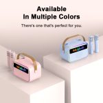 WK02 Kids Karaoke Speaker with 2 Wireless Microphones, RGB LED Portable Bluetooth Speaker for Children Singing Toy